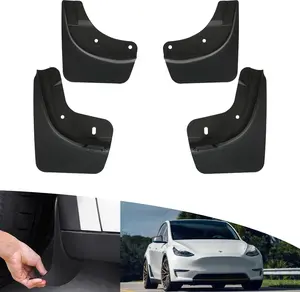 Upgraded Fits for Tesla Model Y 2021-2024 Mud Flaps Splash Guards, Car Fender Set Vehicle Sediment Protection No Drilling No Tape Mudflaps Tire Protector Mudflaps All Weather Car Exterior Accessories