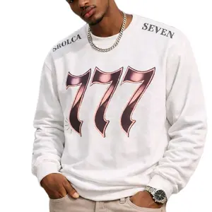 White T-Shirt Long Sleeve Unisex 100% Cotton with 777 Graphic Design for Men and Women Comfortable and Stylish Casual Wear