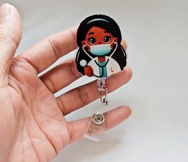 Retractable Medical Badge and Pass Holder Reel with ID Clip, Nursing and Office Badge Reel