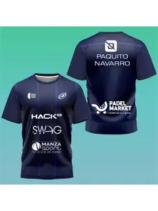 Fashionable Men's Tennis Sportswear 3D Printed T-shirt for Badminton and Table Tennis Training, Summer Short Sleeved Loose Top