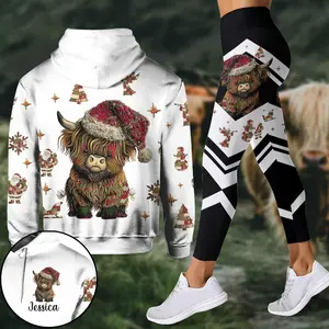Cute Highland Cow - Custom Name Highland Cow Hoodie and Leggings Set