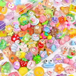 100PCS Slime Charms Jelly Cute Flatback Resin Charms For Slime Random Kawaii Decoden Charm for Embellishments Case Bulk Decorative charms for mobile phones Crafting & DIY Decor (Multicolor)
