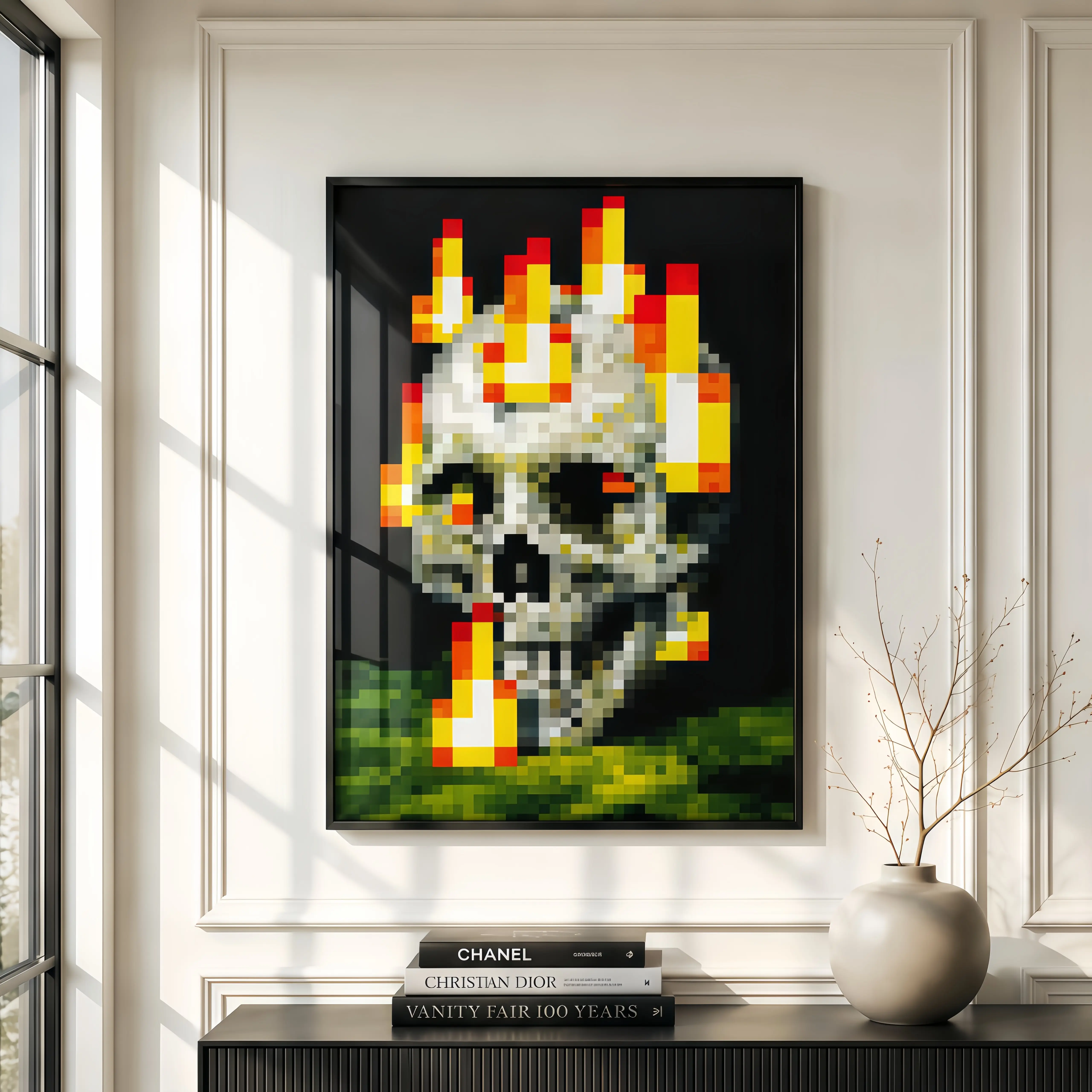Gaming Wall Art, Burning Artistic Poster, Game Poster, Vibrant Colors, Rustic Charm, Funny Wall Art, Dorm Room Decor, Pixel Art, Gaming Room Decor, Gamer Gift, Aesthetic Room Decor, Bedroom Decor
