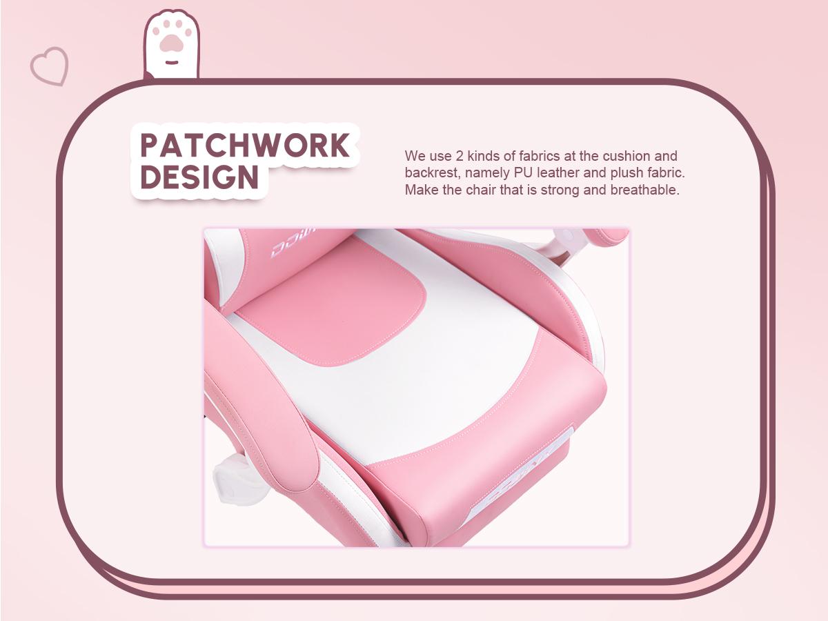 Dowinx Gaming Chair Cute with Cat Ears and Massage Lumbar Support, Ergonomic Computer Chair for Girl with Footrest and Headrest, Comfortable Reclining Game Chair 290lbs for Adult, Teen, Three Colors