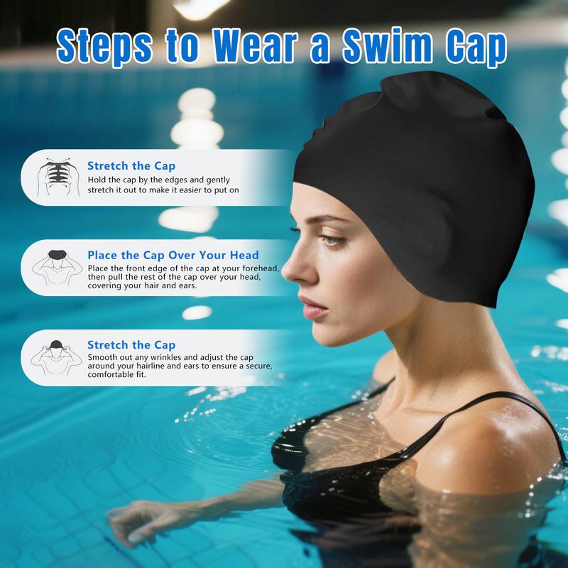 Unisex waterproof swim cap - silicone material, breathable and elastic, comfortable to wear, protects hair from chlorine and water, ideal for pools, open water and competitive swimming