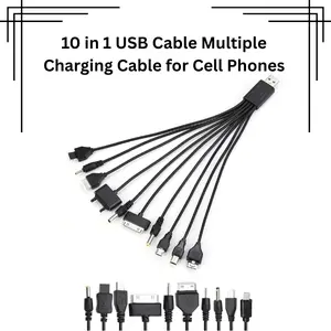 10-in-1 Universal Multi Charging Cable – USB Charger Cord for All Devices, Phones, Earphones & Speakers | Multiple Device Fast Charging Cable