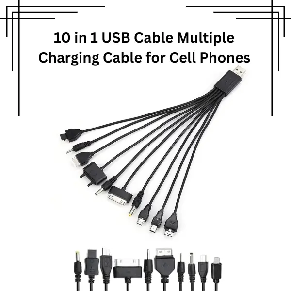 10-in-1 Universal Multi Charging Cable – USB Charger Cord for All Devices, Phones, Earphones & Speakers | Multiple Device Fast Charging Cable