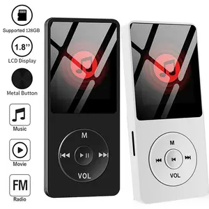 Bluetooth 5.0 MP4 MP3 Player Built-in Speaker Portable 1.8 inch Screen Music Player Support TF with FM Radio E-Book Recording