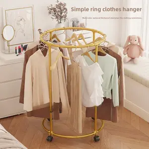 1 PC Round Rotating Clothes Drying Rack, Metal Garment Hanger for Quilt Sheet, Freestanding Coat Rack Easy Assembly for Bedroom Balcony
