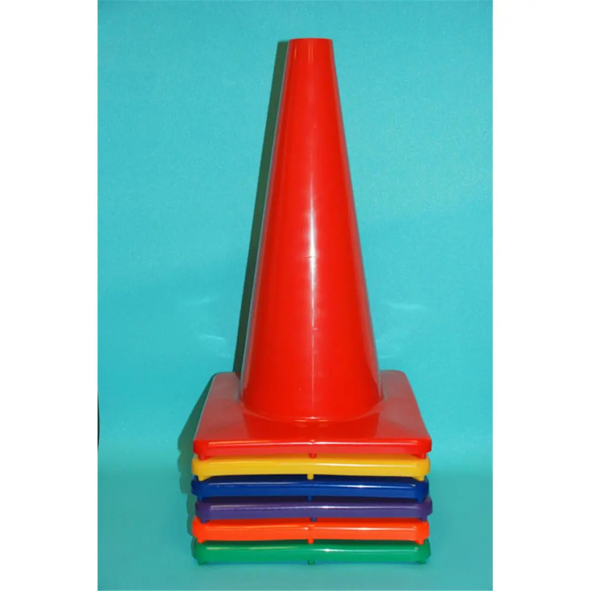 212 MAIN 18-in Vinyl Cone with Square Base - High-Visibility Brightly Colored Sports Training Marker, Cones for Game Borders Targets & Students with Disabilities (Indoor/Outdoor Use)