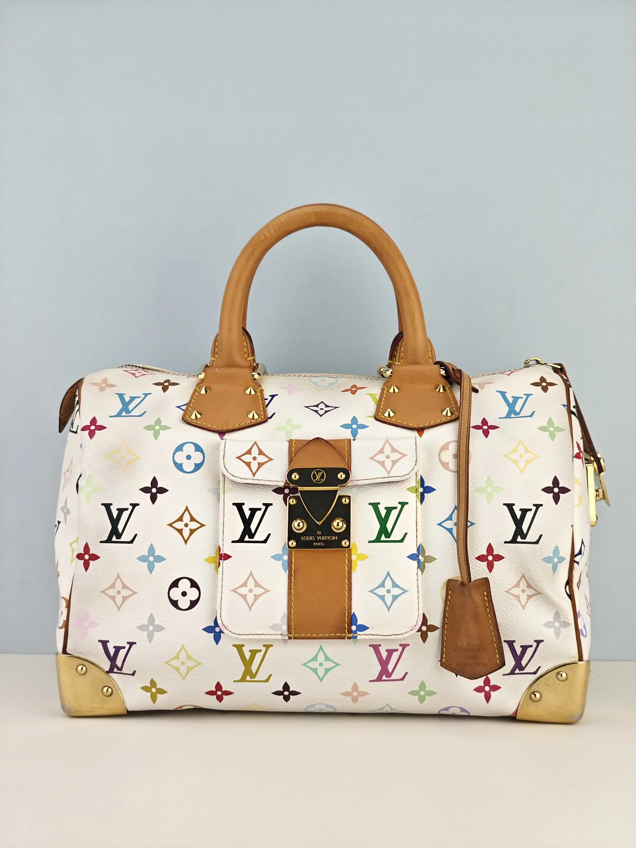 Pre-owned Monogram Multicolore coated canvas Clutches & Wristlets Louis Vuitton Monogram Multicolor Speedy 30 White【SP1029】