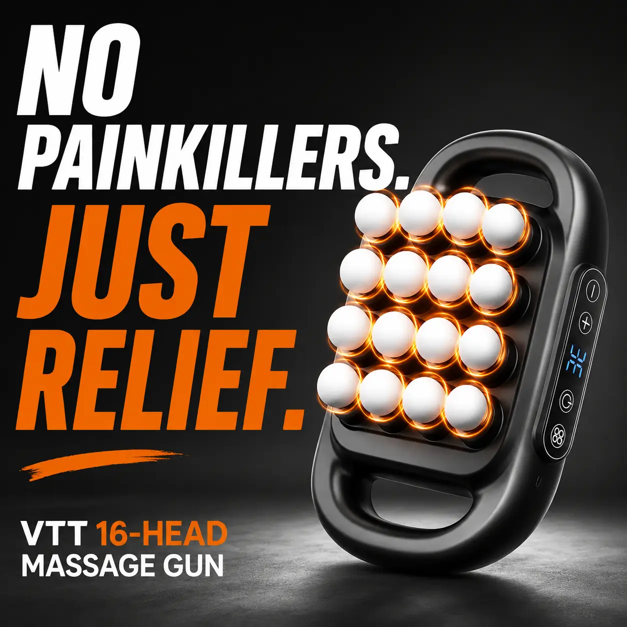 VTT 16-Head Massage Gun with 30 Levels & 3 Modes Deep Tissue Percussion Massager for Back Shoulders Legs and Foot Pain Relief