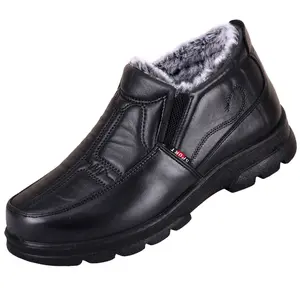 Winter Elderly Polyurethane Large Cotton Boots Waterproof Leather Snow Boots