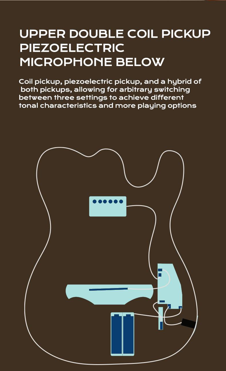 Bullfighter K10 Hybrid Silent Guitar – 2-in-1 Acoustic & Electric Modes, Built-in Chorus & Reverb Effects, Solid Maple Body, Lightweight & Portable – Perfect for Home Practice, Travel, and Stage Performance