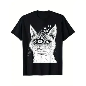 Weirdcore Cat Grunge Alt Harakuju Trippy Creepy Horror Goth T-Shirt good graphic tees