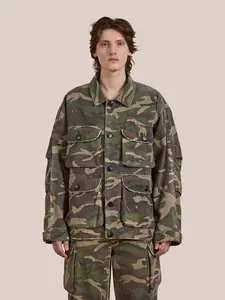 Camouflage Twill Utility Cargo Jacket