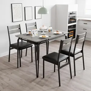 5-Piece Dining Table Set, Sturdy Wooden Square Table and Chair Breakfast Table Set for 4 Person,for Home or Commercial Dining Room,Grey