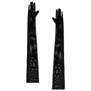 Norma Kamali Long Gloves in Black Mesh