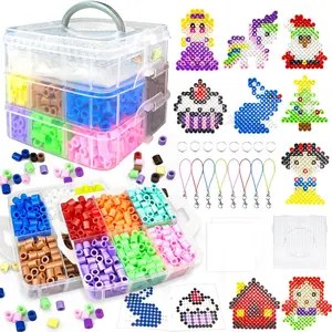 10mm Large Fuse Beads Kit for Kids 12 Colors XL Fuse Beads Set with Storage Box Ironing Papers Pegboards Booklet and Accessories DIY Art Craft Toys Gifts for Girls & Boys Age 3+ Birthday Christmas