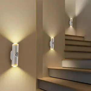 3Pcs Smart Body Sensor LED Night Light with USB Charging, Adjustable Brightness & Color Temperature - Dynamic Sensor Wardrobe Light for Hallway, Closet, Bedroom, Bedside - Stair Light Can Be Posted Anywhere