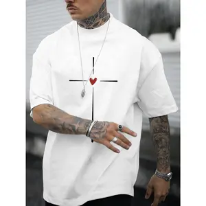 Men's Classic Short-Sleeve Cotton T-Shirt, Hand-Drawn Design, Regular Fit, Casual Streetwear Cloth Top, Premium Fabric