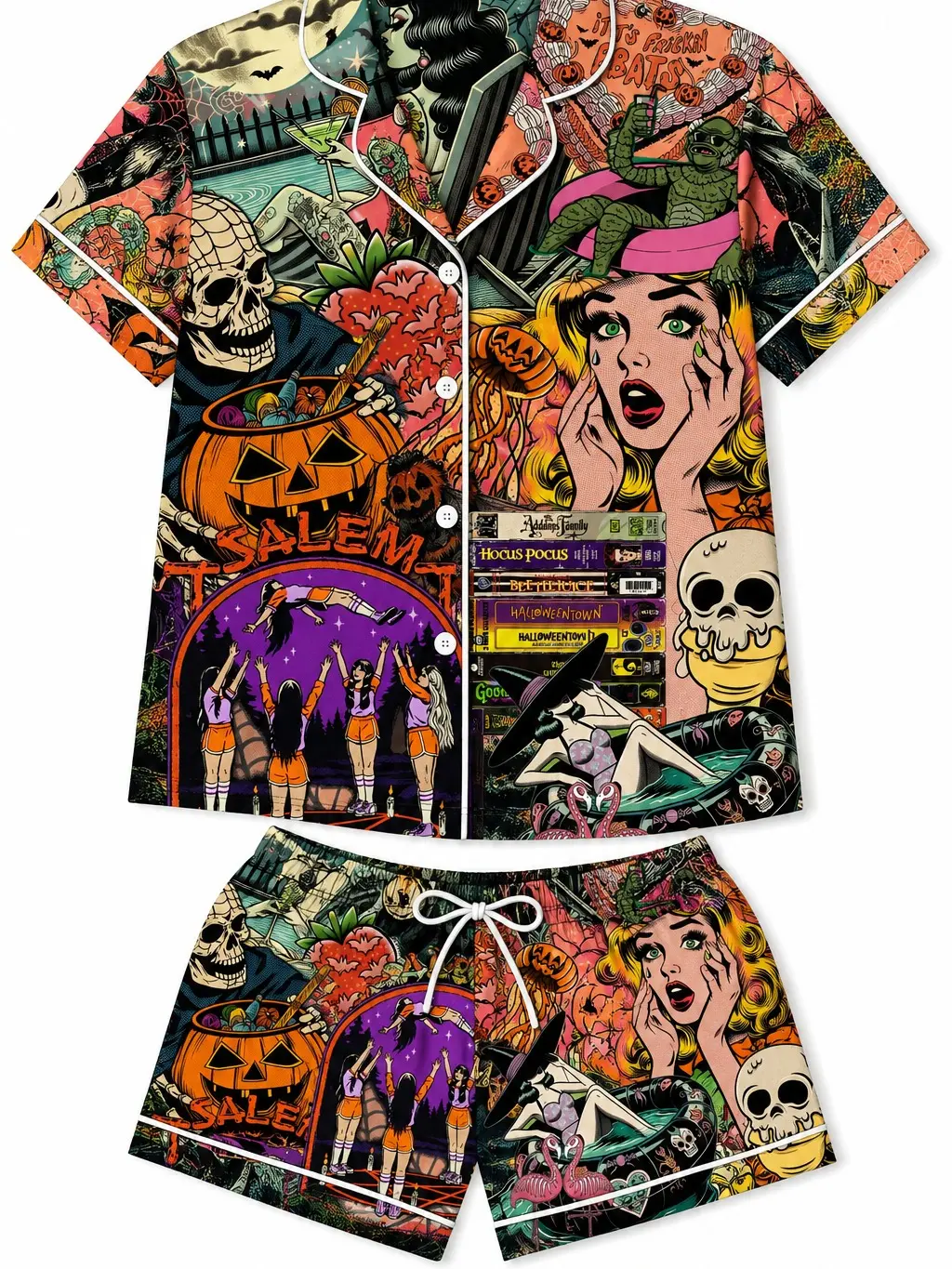 Retro Halloween Pajamas Set, Halloween Pajamas, Spooky Seasons Sleepwear