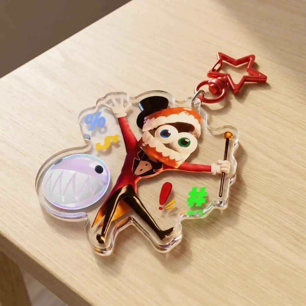 Caine Keychains, The Amazing Digital Circus Acrylic Charms, TADC Caine Inspired Charm - Cute Acrylic Keychain, Funny Meme Character Charm for Keys, Bags, Backpack, Durable Gift for Fans & Collectors