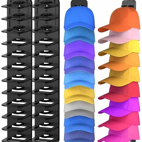 Baseball Cap Organizer Shelf - 7-Layer Rack Holder, Holds Up to 24 Caps, Waterproof Home Decor Shelf, Quick Setup with Adhesive Tape or Screws, Fits Study Closet Doors/Bedroom Walls, Ideal Holiday Gift