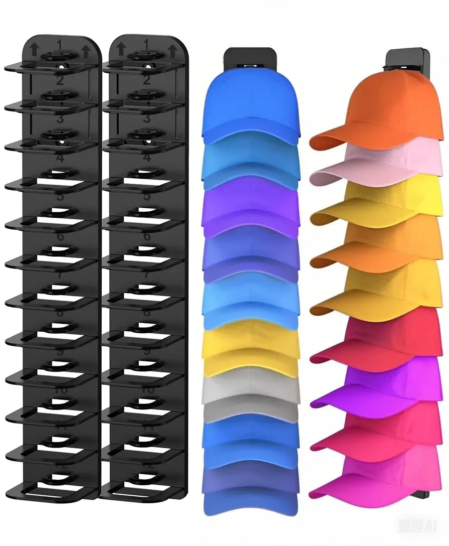 olds up to 24 caps, Baseball Cap Organizer，Hbids farewell to mess. Fits closet doors, bedroom walls. Ideal gift for loved ones, making storage stylish and space neat.Must-have gift to celebrate Christmas and New Year, Cap Holder, Cap Organizer Shelf