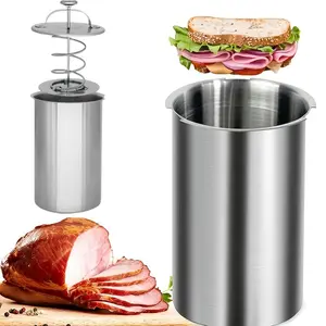 Stainless Steel Meat Press Mold with Thermometer | 304 Stainless Steel, Ideal for Making Homemade Healthy for deli Poultry Patty, Funny Kitchen Gift for Women and Men
