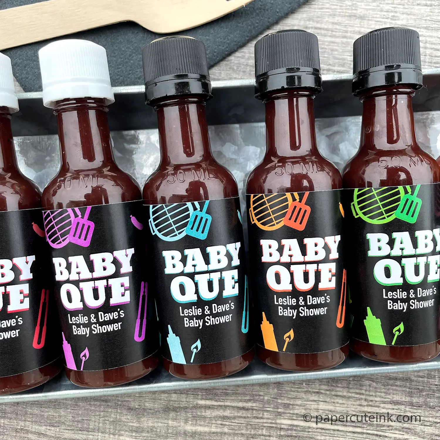 Baby Shower BBQ Hot Sauce Favors Personalized Bottle Favors, Set of 12 Labels