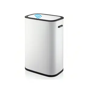 13 Gallon Automatic Sensor Kitchen Trash Can, Kitchen Trash Can With Lid, Sensor-Activated Lid Garbage Bin Without Inner Bucket For Home, Office, Battery Not Included, White
