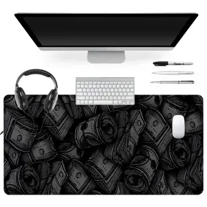 Extra Large Black Money Pattern Mouse Pad Stylish Gaming Mouse Pad 35x16 Inch Computer Keyboard Mousepad Suitable for Families, Offices and Schools. Perfect Gift for Family Members and Friends