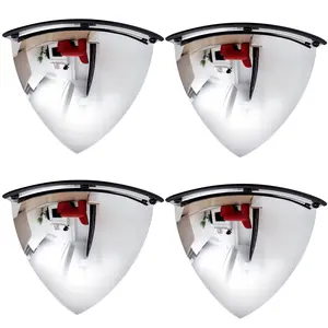 4 Pieces Quarter Dome Mirror High Viewing Angle Safety Security Corner Convex For Blindspot (18 Inch)