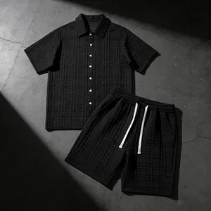 Men's 2 Piece T Shirt Short Set, Loose Fit Straight Leg Drawstring Knee Length Five-Point Fashion Pocket Comfy Breathable Quick Dry Summer Casual Streetwear Basic Athleisure Unisex Shorts
