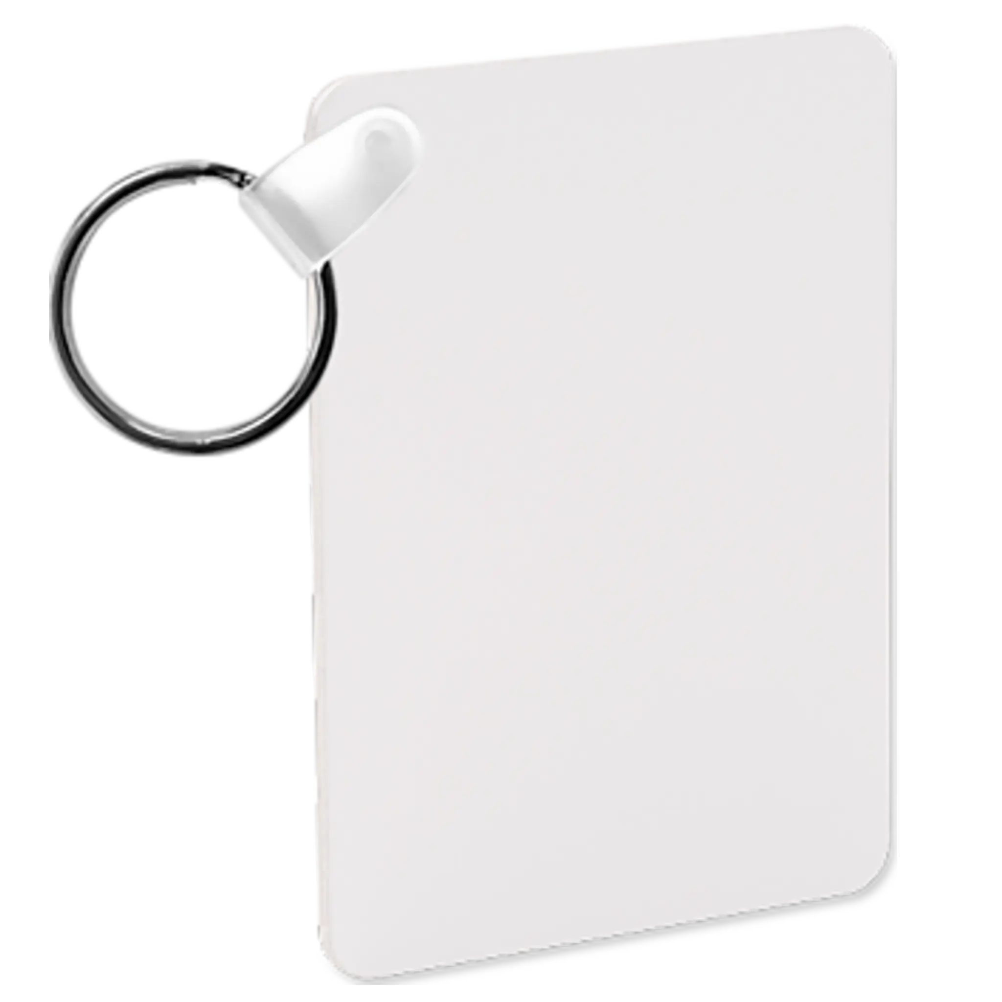 White Gloss Sublimation Aluminum Rectangle Keychain :: 1.6" x 2.25"