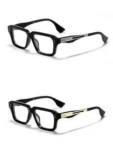 Elegant Metal Frame Flat Mirror, Anti-Blue Light PC Lens, Unisex Casual Style, Suitable for Travel Beach Cycling Music Festivals Parties