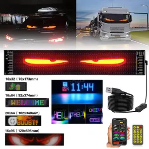Yobis RGB Car ‑Mounted LED Soft Screen, Display Screen, LED Car Decorative Lights, Car Windshield Demon Eyes, Shop Signs, Remote Control Via App, USB Port, PU Waterproof and High‑Temperature Resistant, Car Accessories, Car Decorative Accessories