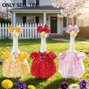 Summer New 23 Inch Sunflower Porch Goose Clothes Princess Gauze Dress Outdoor Garden Statue Goose Clothes Garden Accessories
