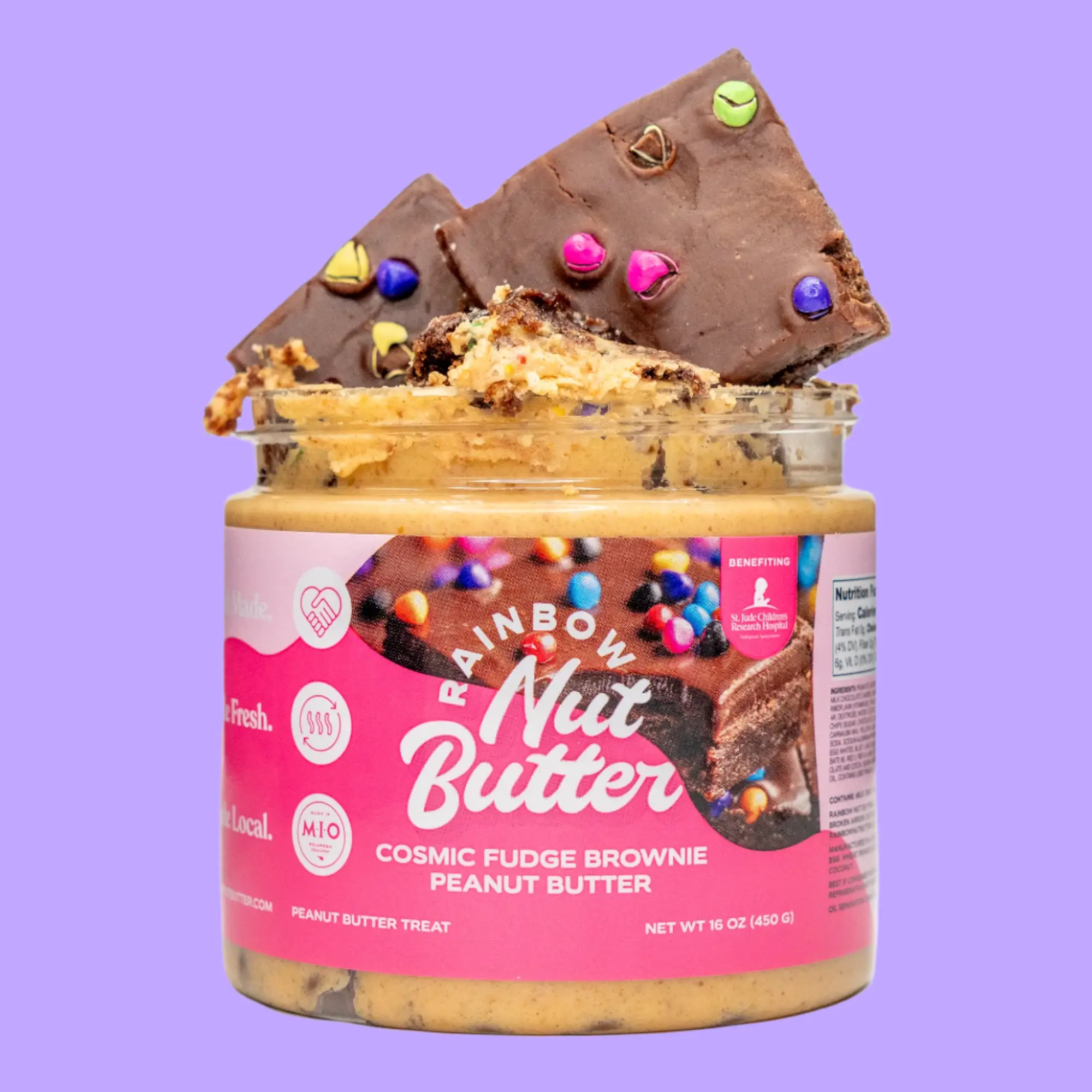 Rainbow Nut Butter Cosmic Brownie Chocolate Peanut Butter Treat Snack - Sweet Flavor with Chocolate Syrup - Melts in Heat - 1 Pack