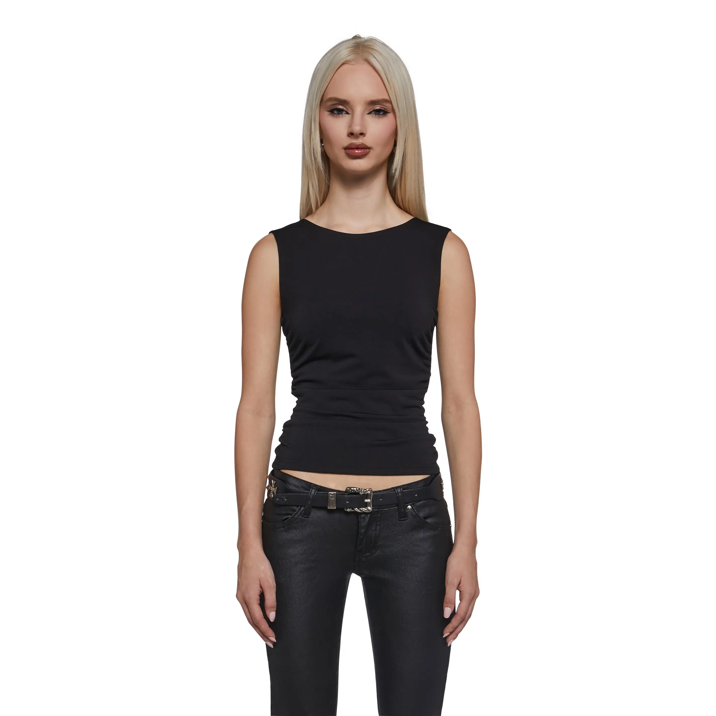 Elegant Turn Short Sleeve Top - Black