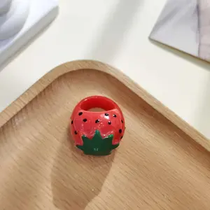 1 Women's Fashion Resin Ring / Design Strawberry Apple Ring / Finger Ring Unique Index Finger Ring / Suitable for Daily Wear