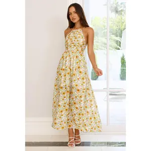 Hello Molly Chasing Summer Halter Midi Dress Print