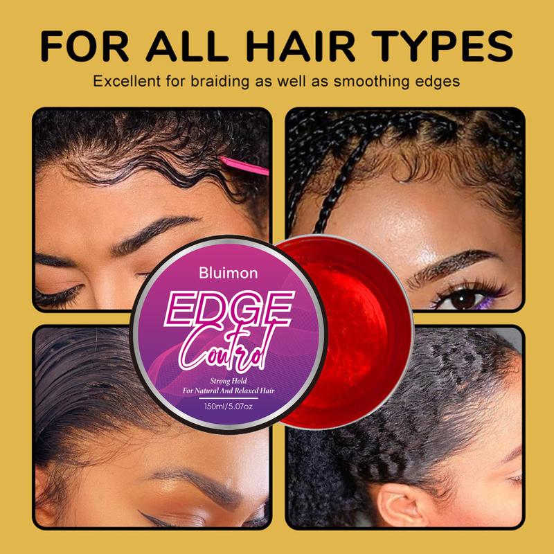 Bluimon Edge Control Gel with Castor Oil Non-Greasy Non-Flaking No White Cast Long Lasting Supports Hair Growth Natural Formula for All Hair Types 5.07 Fl Oz