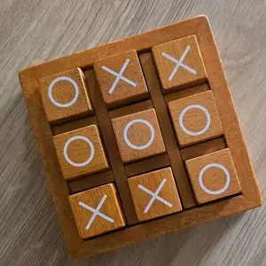 Wooden Tic Tac Toe Xo Game for Kids, Educational Dual Player Board Game, Tabletop Games, Focus Logic Thinking Training, Parent-Child Interactive Toy, Family Fun Game, Strategy Board Games