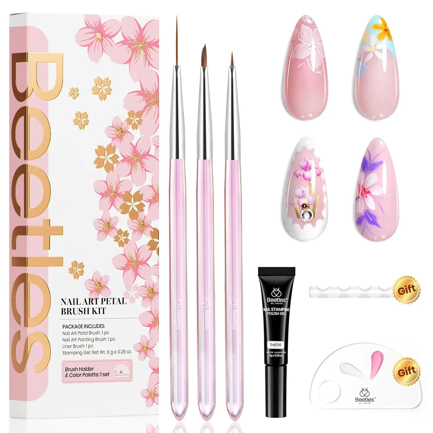 3 Pcs Nail Art Brushes & White Gel