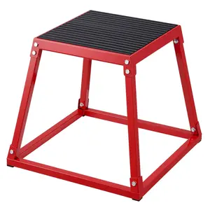 VEVOR Plyometric Jump Box, TikTokShopBlackFriday, 18 Inch Plyo Box, Steel Plyometric Platform and Jumping Agility Box, Anti-Slip Fitness Exercise Step Up Box for Home Gym Training, Conditioning Strength Training, Red
