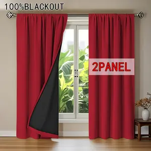 2-Piece 100% Blackout Curtains with Grommet Top Design, Sunscreen, Privacy Protection, Insulation, and Noise Reduction for Bedroom Living Room