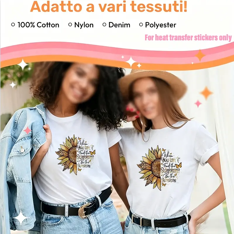 3pcs Heat Transfer Stickers, HD Durable Plastic DIY Iron-On Decals for T-Shirts, Pillows, Backpacks, Pants, Sofa Covers - Waterproof, Fade-Resistant, Washable - "When You Can't Find the Sun, Be the