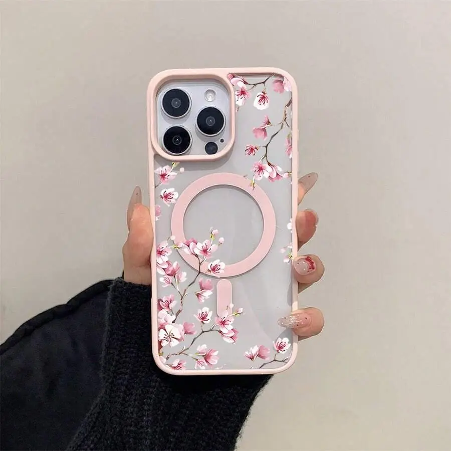 Pink Cherry Blossom Floral Smartphone Case - Slim TPU Handheld Cellphone Protector, Anti-Slip, Scratch-Resistant Accessory for iPhone 16/15/14/13/12/11/X/XS, Elegant Design, Ideal Birthday Gift for Her